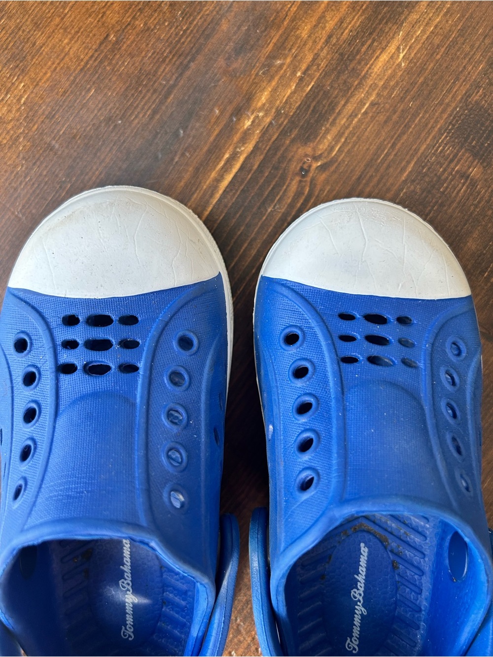 Tommy Bahama Blue Kids Slip-On Water Clogs with White Toecaps